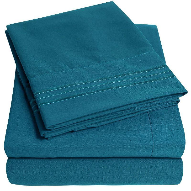 4 Piece Sheet Set, Ultra Soft 1800 Series Collection - Full, Teal