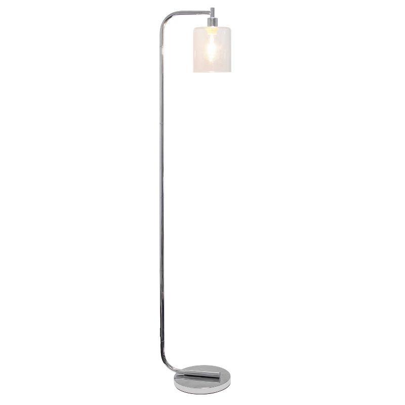 Sleek Chrome Arc Floor Lamp with Clear Glass Shade