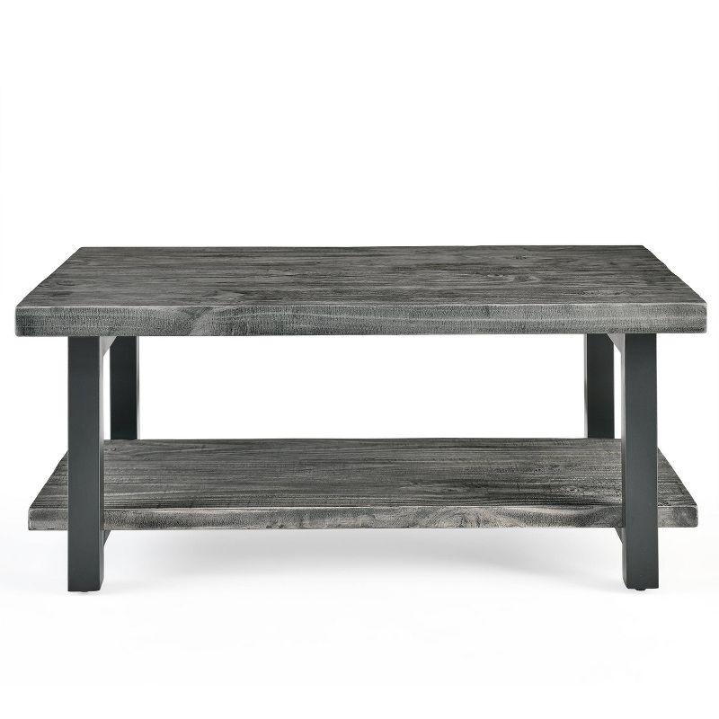 Pomona Slate Gray 47" Reclaimed Pine Wood and Metal Coffee Table