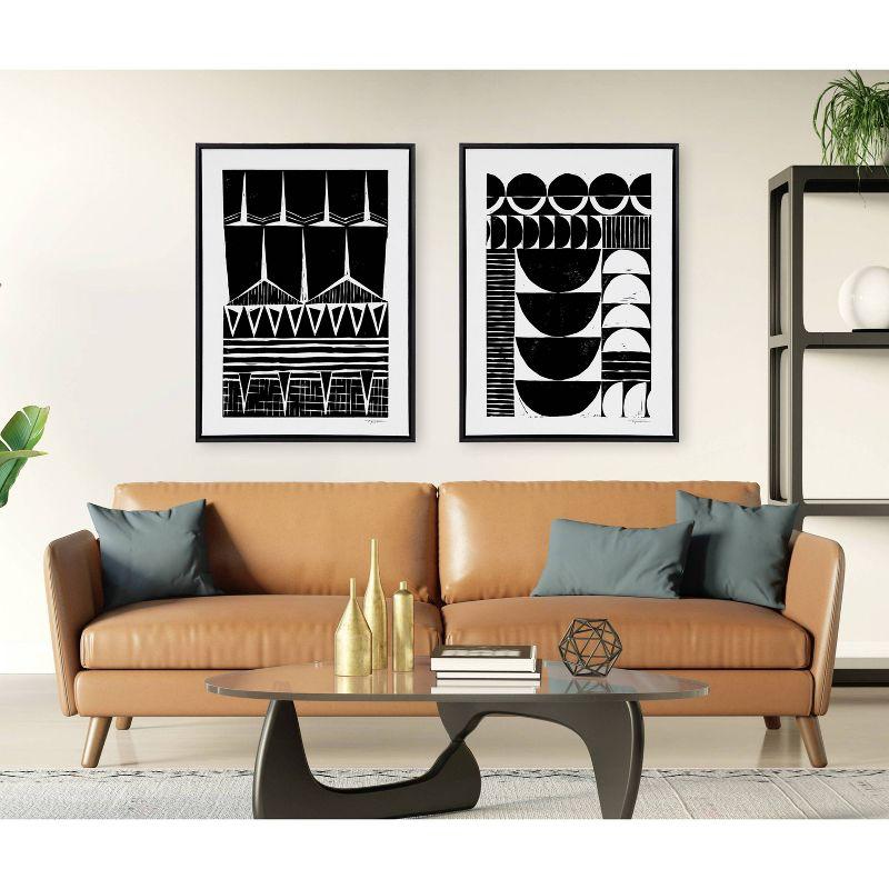 Sylvie Modern Black and White Abstract Canvas Print