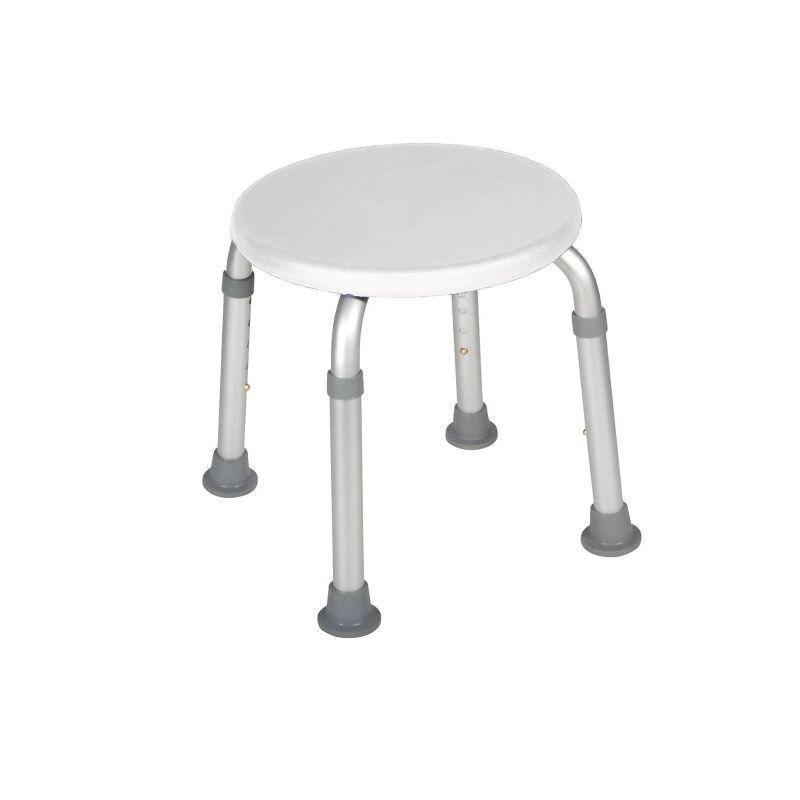 Adjustable Height White Aluminum Bath Stool