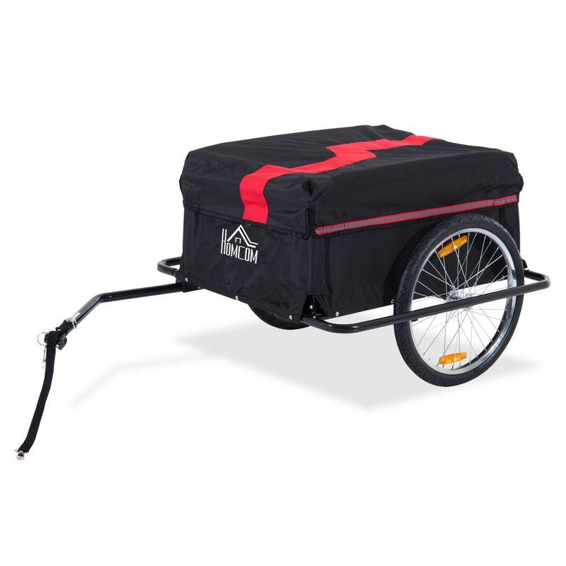 Aosom Bicycle Cargo Trailer, Two-Wheel Bike Luggage Wagon Trailer with Removable Cover, Red