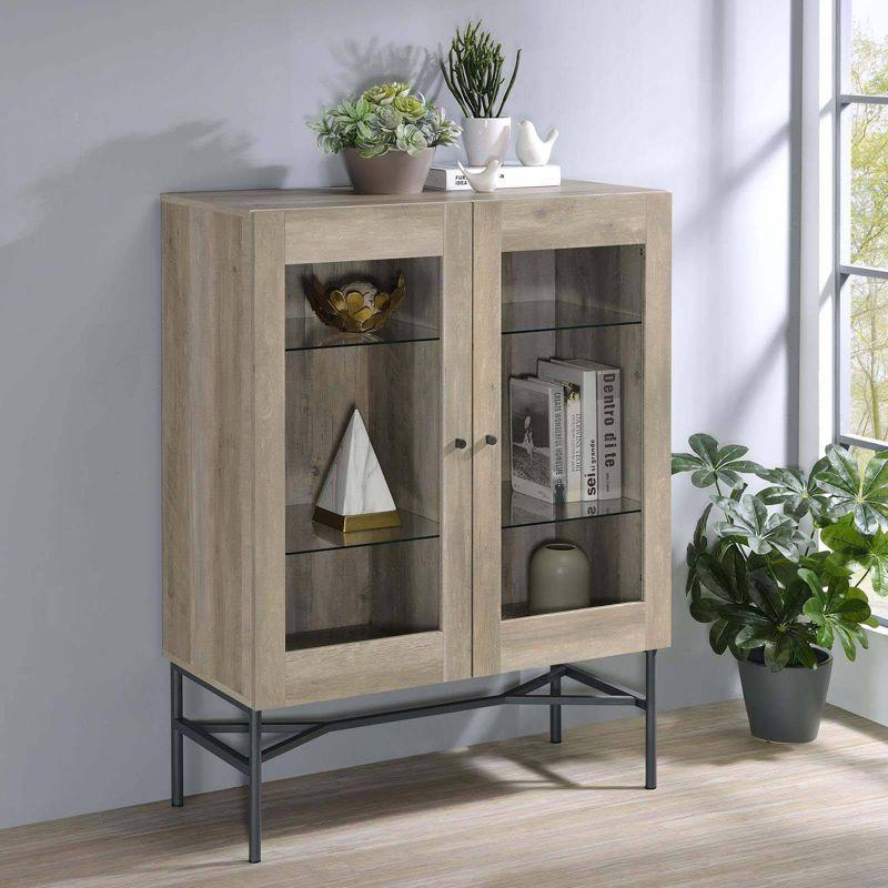 Coaster Bonilla Farmhouse 2 Door Wood Accent Cabinet with Glass Shelves