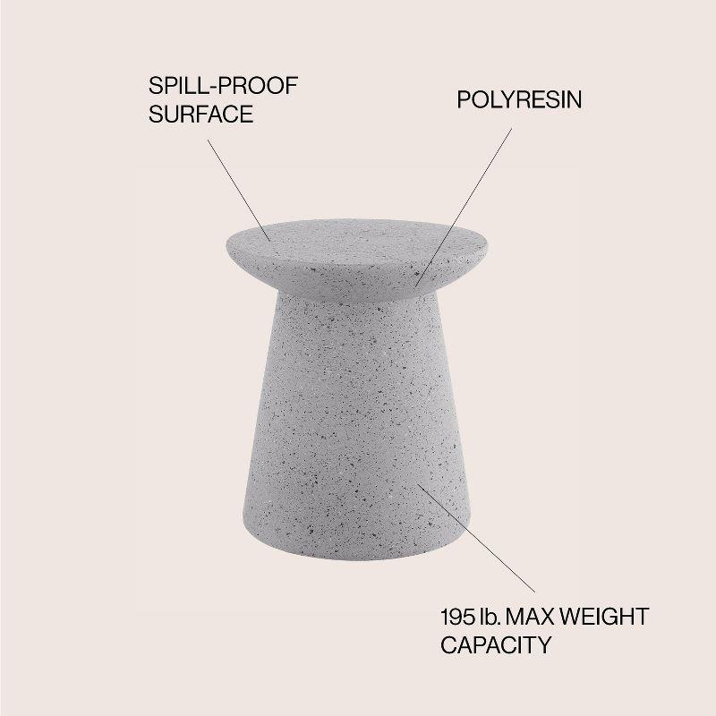 Hollie 18" Minimalist Modern Drum Accent Table Pedestal, Gray Terrazzo Finish - JONATHAN Y