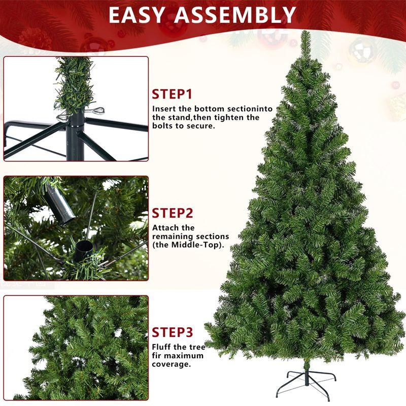 SUGIFT 6ft Premium Artificial Christmas Tree Pine Hinged Xmas Tree W/1000 Branch Tips & Metal Stand