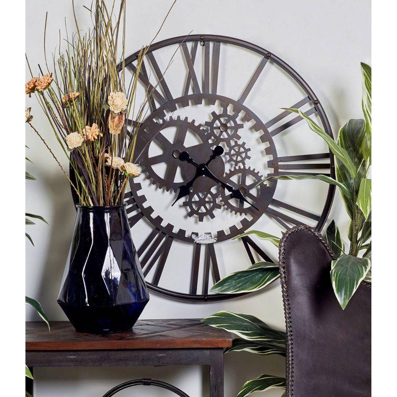 Oversized Black Iron Industrial Gear Wall Clock