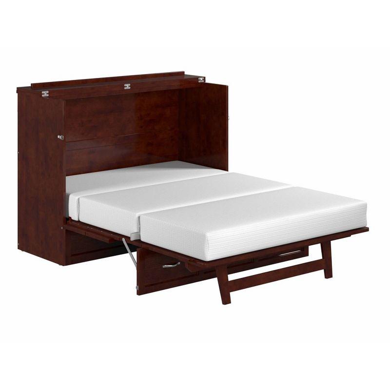 Full Deerfield Murphy Bed Chest with Charger Walnut - AFI: Bedroom Furniture, No Box Spring Needed