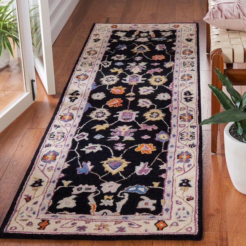 Anatolia Black and Ivory Hand-Tufted Wool Runner Rug