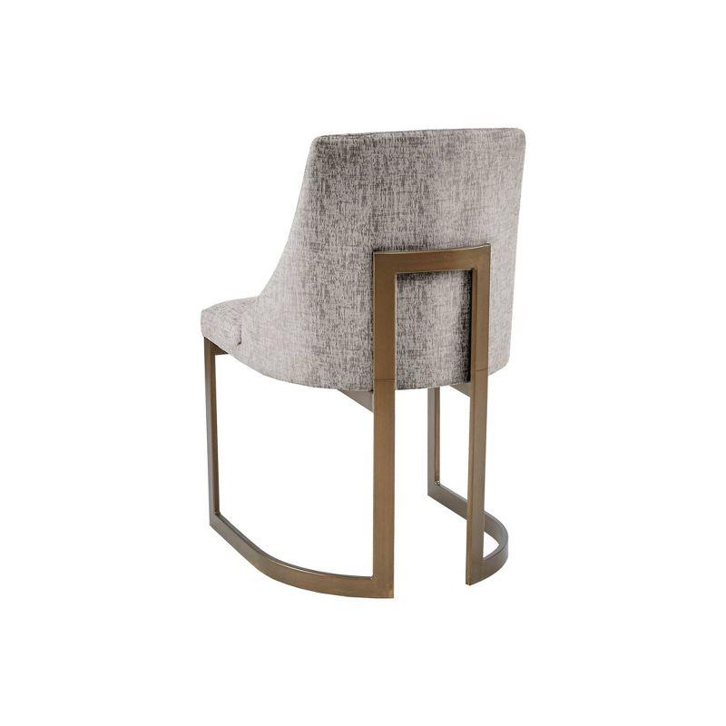 Set of 2 Gray Upholstered Parsons Dining Chairs with Metal Frame