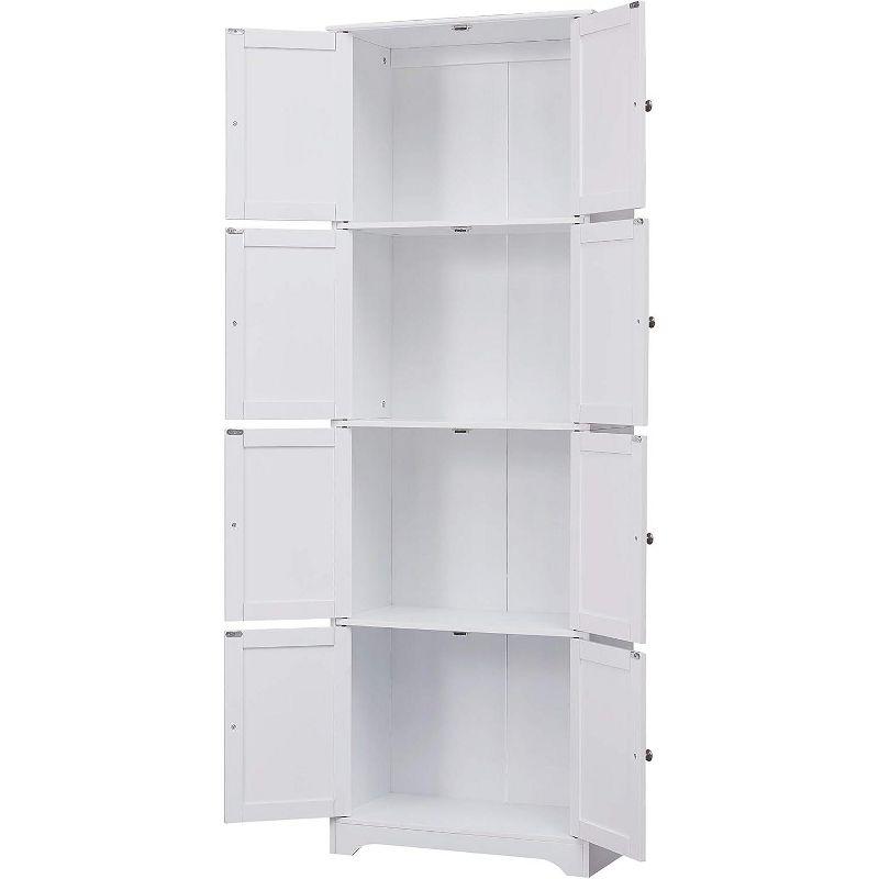 Kings Brand Furniture Lyons 4-Tier 68" Kitchen Pantry Storage Cabinet with 8 Doors, White
