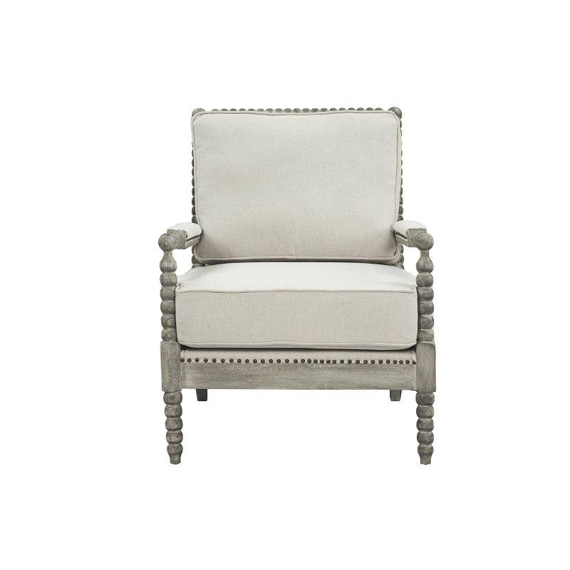 35" Saraid Accent Chair Beige Linen/Gray Oak Finish - Acme Furniture: Velvet Upholstery, No Assembly Required, Wood Frame