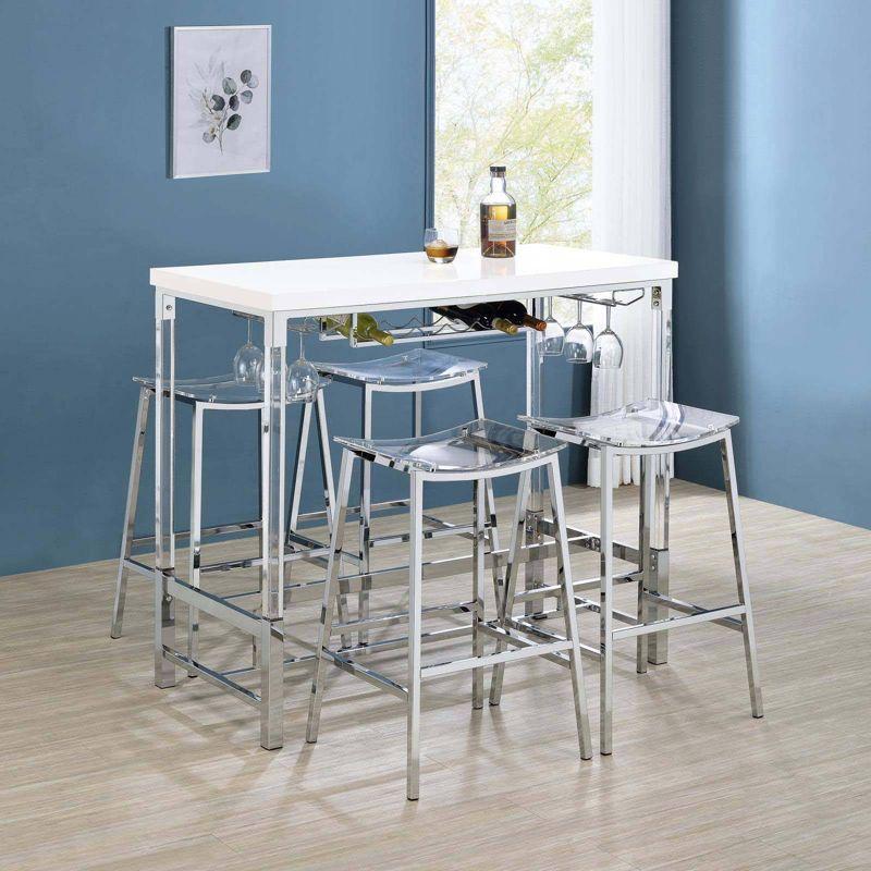 Coaster Set of 2 Jovani Modern Acrylic Backless Bar Stools Clear and Chrome