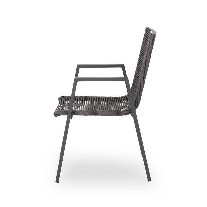 George Oliver Outdoor Modern Aluminum Dining Chair With Rope Seat (Set Of 2)