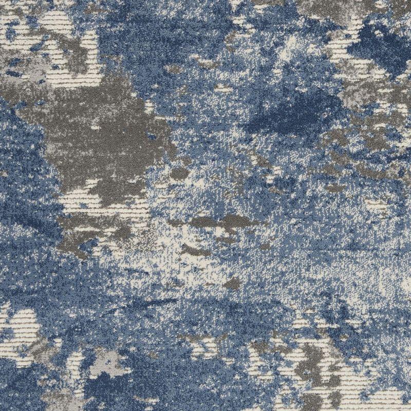 Blue and Gray Abstract Synthetic Area Rug, 3'11" x 5'11"