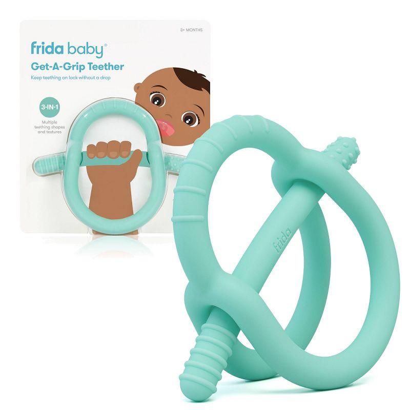 Teal Silicone Baby Teether with Bar Handle