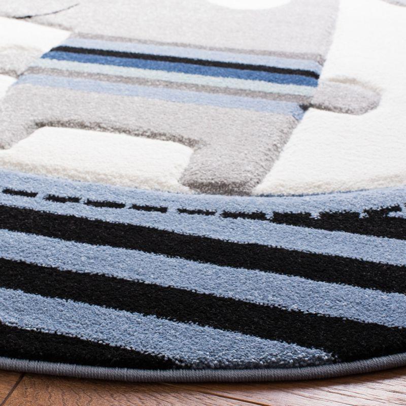 Carousel Kids CRK126 Power Loomed Area Rug - Navy/Ivory - 5'3" round - Safavieh.