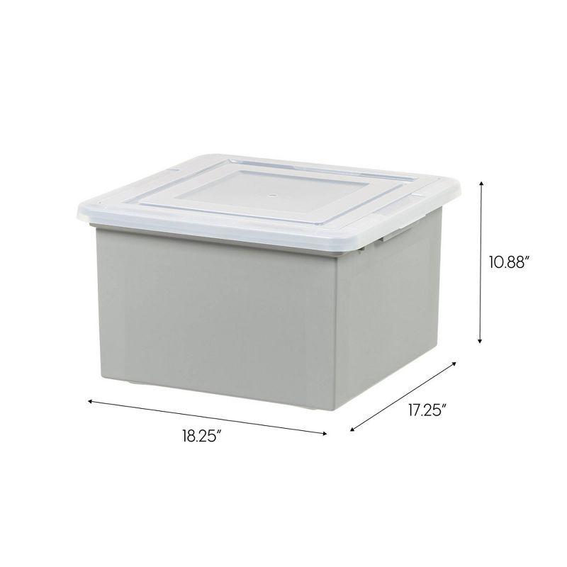 IRIS 3pk Letter and Legal File Boxes Gray: Plastic File Organizer & Storage Bin for Hanging Files