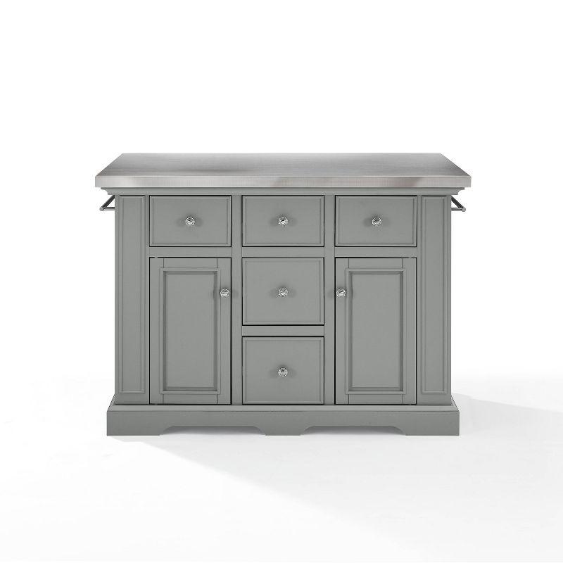 Julia Gray Stainless Steel Top Kitchen Island with Storage