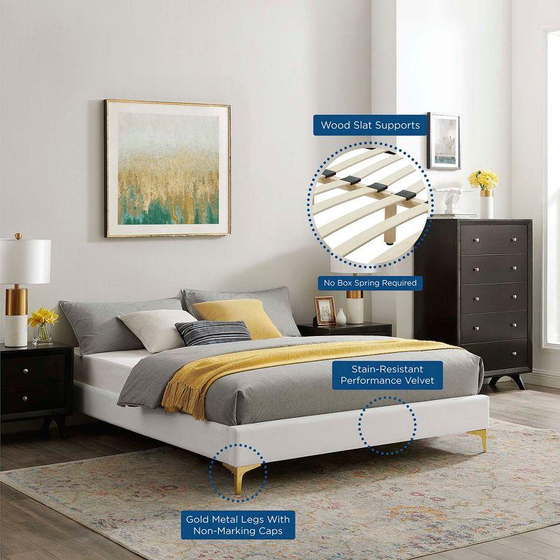 Modway Sutton Queen Bed Frame – Performance Velvet Upholstery with Wood Slats