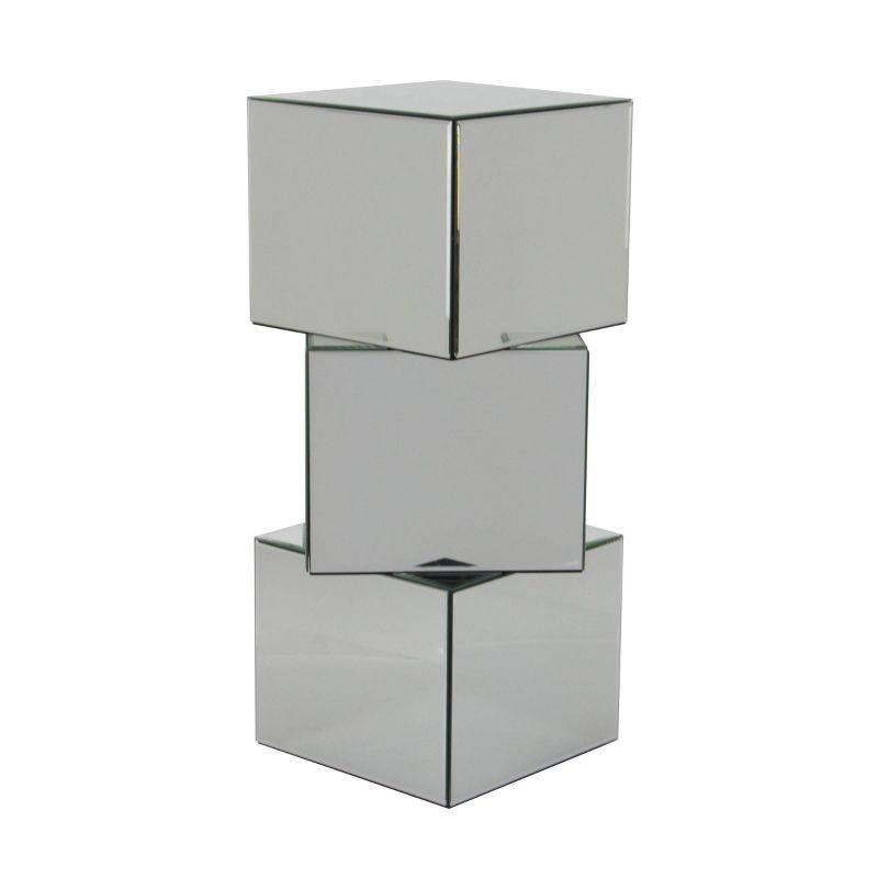 XL Silver Mirrored Glass Pedestal Display Stand