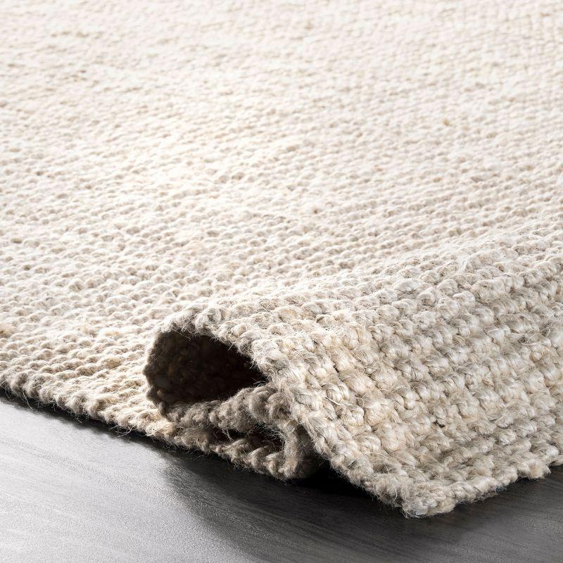 nuLOOM Ashli Solid Farmhouse Jute Area Rug, 3' x 5', Off White