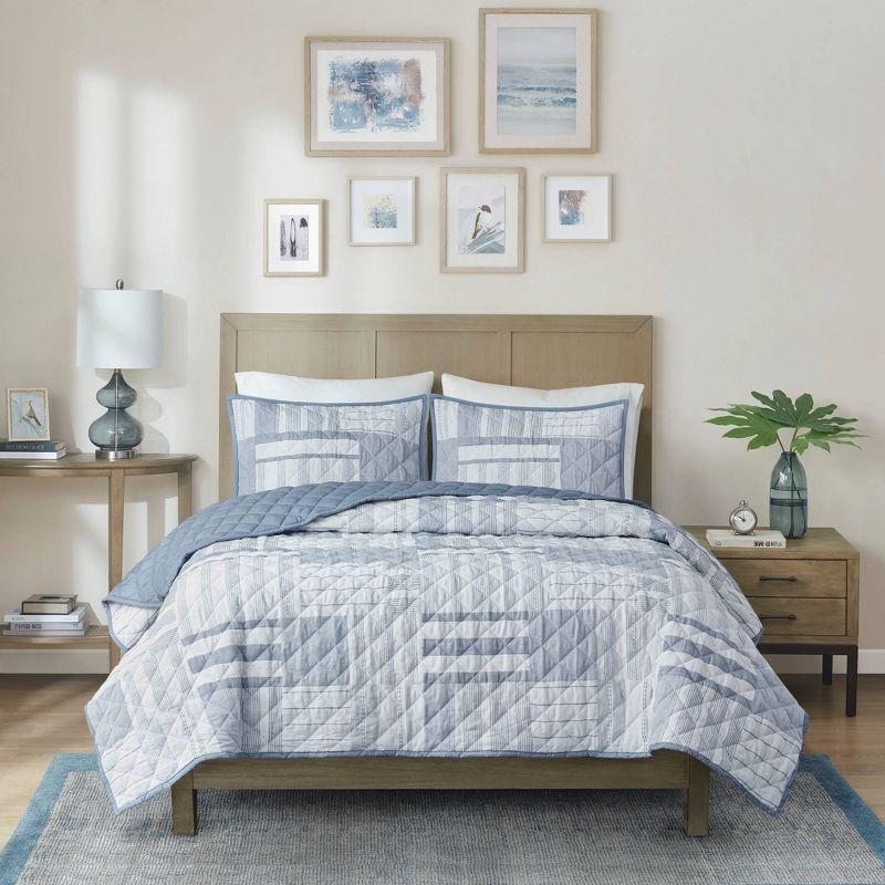 Madison Park Graham 3 Piece Quilted Patchwork Quilt Set