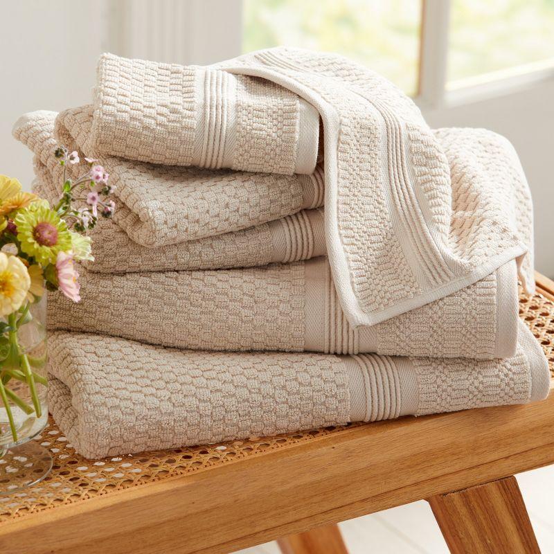 Market & Place 4-Piece Cotton Textured Quick Dry Bath Towel Set Oatmeal