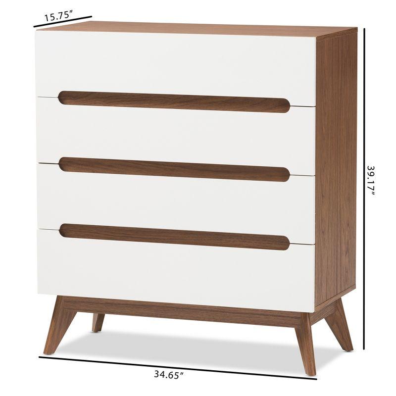 Calypso Mid-Century Modern Wood 4 Drawer Storage Chest Brown - Baxton Studio: Sleek Scandinavian Design, Space-Saving