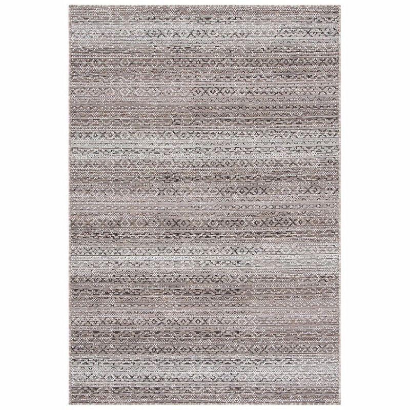 Ivory and Light Brown 8' x 10' Stain-Resistant Synthetic Area Rug