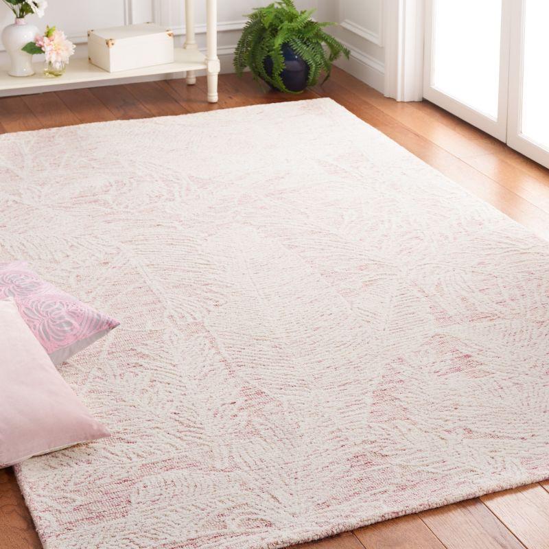 Hand-Tufted Wool Area Rug in Pink and Ivory - 5' x 8' Rectangular