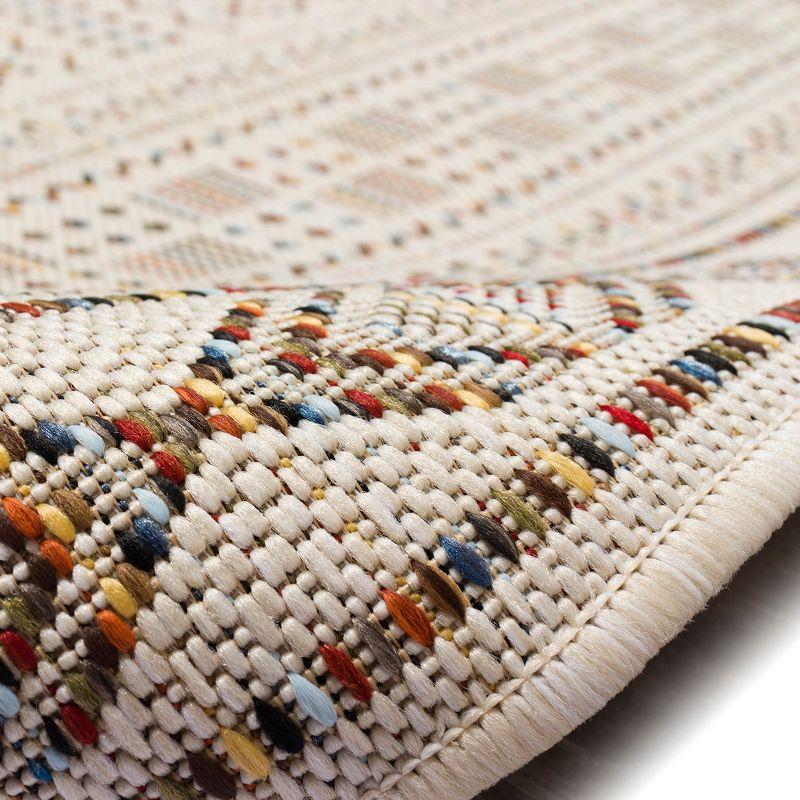 Liora Manne Avena Panel Stripe Indoor/Outdoor Rug Ivory 7'10" Square