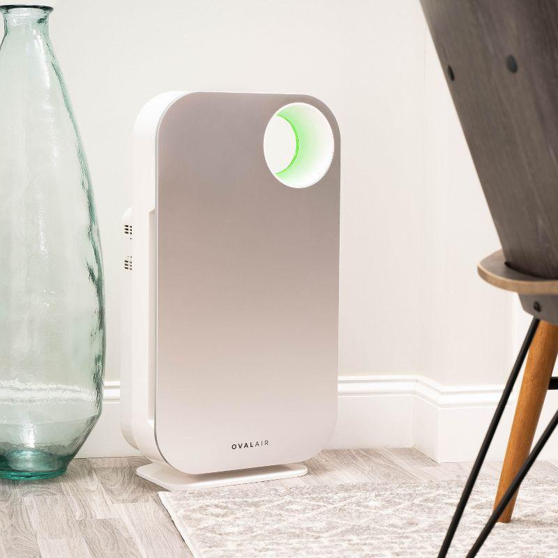 OVAL AIR OVAL AIR 3-Stage H13 True HEPA 5-in-1 Air Purifier reduces Allergies, Asthma, Pets, Odor, Smoke