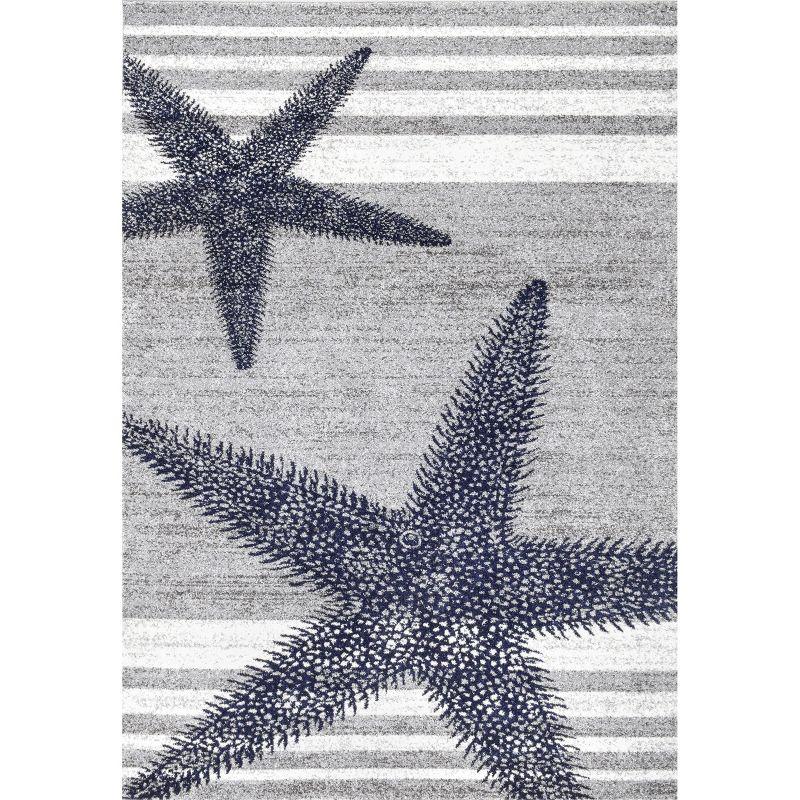 Nuloom Starfish Animal Print 4x6 Indoor Area Rug for Living Room Bedroom Dining Room Kitchen, Grey/Blue