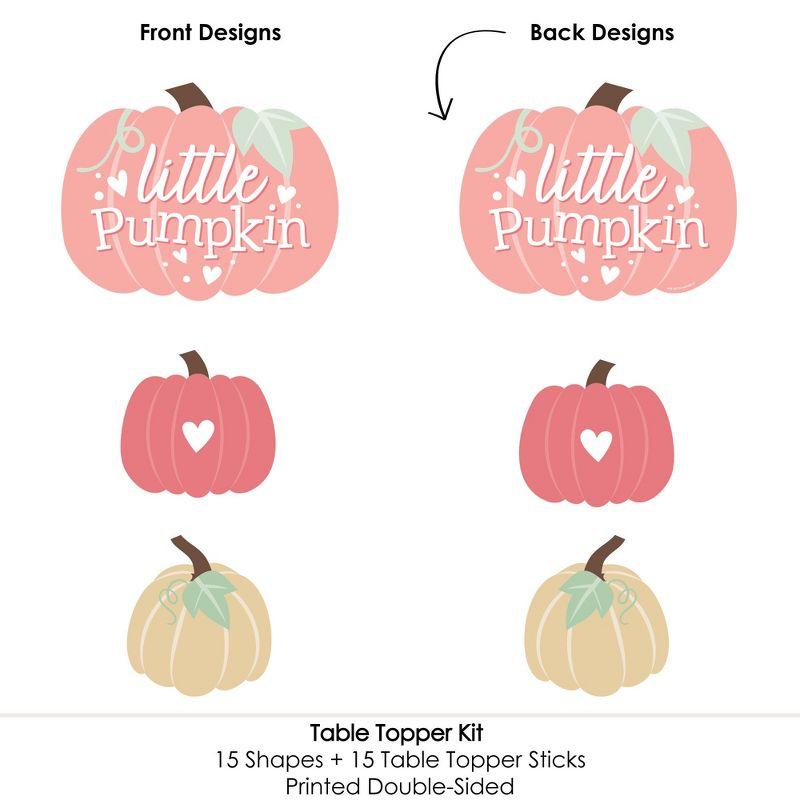 Big Dot of Happiness Girl Little Pumpkin - Fall Birthday Party or Baby Shower Centerpiece Sticks - Table Toppers - Set of 15
