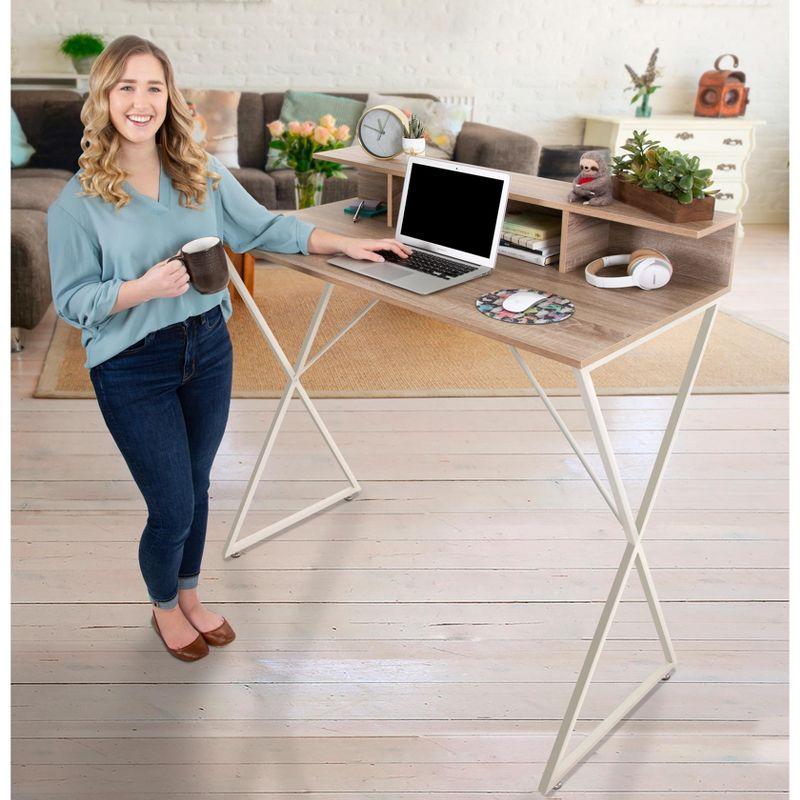 Stand Steady Solid Wood Top Metal Base Standing Desk
