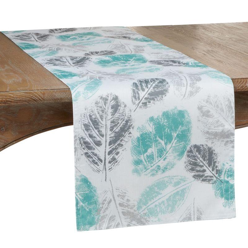 Colorful Floral Leaf Print Polyester Table Runner