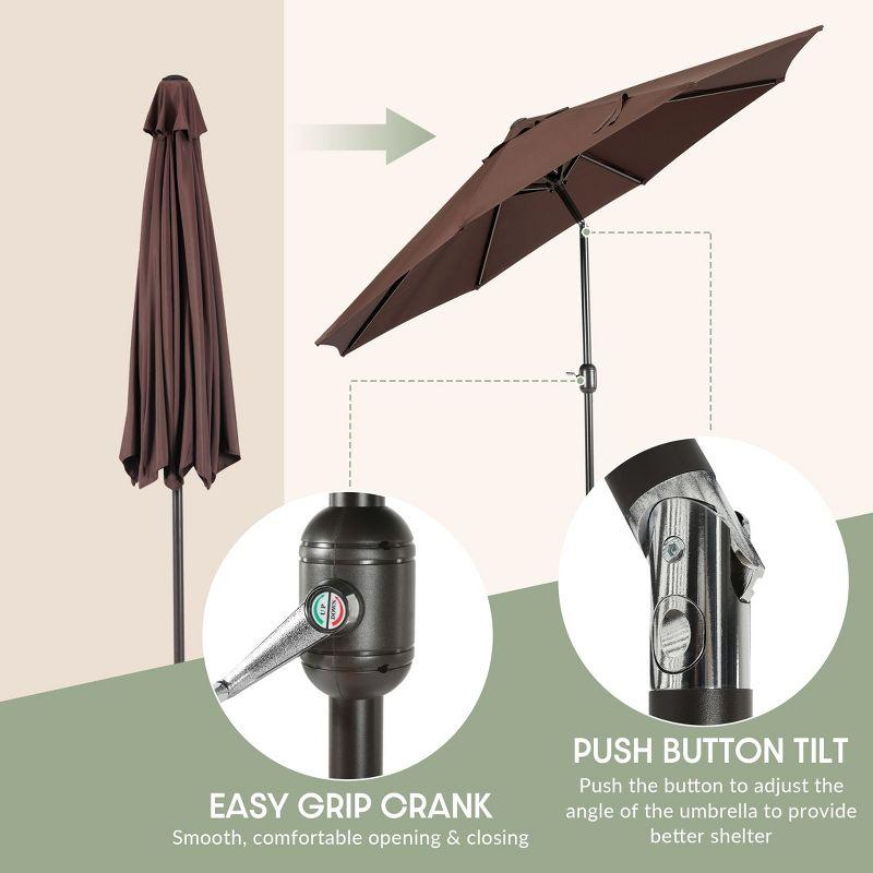 WestinTrends 9 Ft Outdoor Patio Market Table Umbrella with Tilt and Crank, Coffee