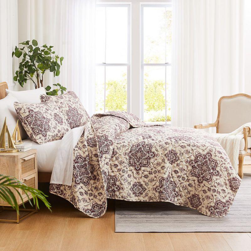 Southshore Fine Living Oversized Persia Lightweight 3-Piece Quilt Set Eggplant Full / Queen