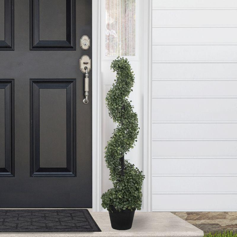 Northlight 3' Artificial Two-Tone Boxwood Spiral Topiary Tree with Round Pot, Unlit