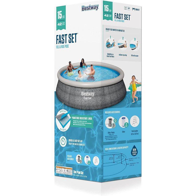 Bestway - Fast Set PVC 15' Above Ground Round Inflatable Swimming Pool Set