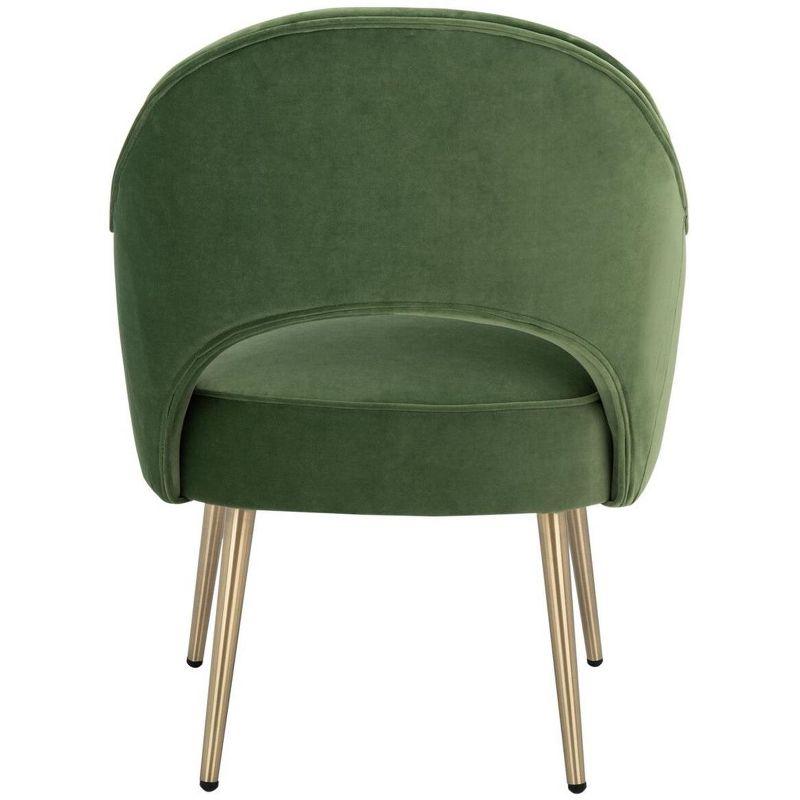 Luxurious Green Velvet Wood Accent Chair with Gold Metal Legs