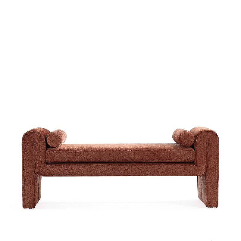 Concord Terracotta Chenille Upholstered Bench with Accent Pillows