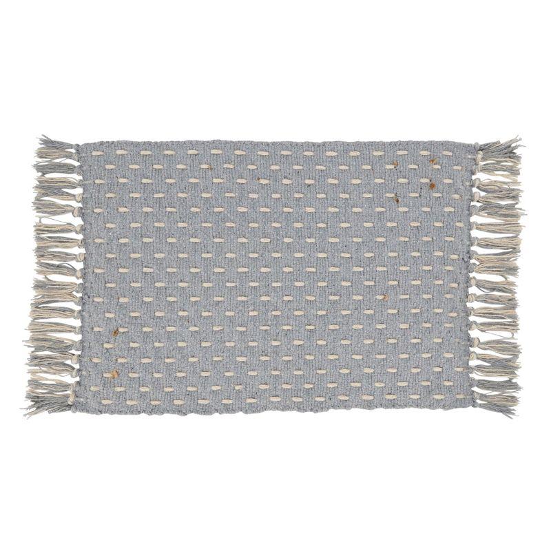 Gray and Natural Jute Cotton Woven Placemats, Set of 4