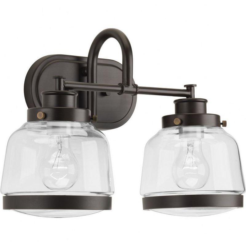 Progress Lighting Judson 2-Light Bath Vanity in Antique Bronze with Schoolhouse Globe Shade