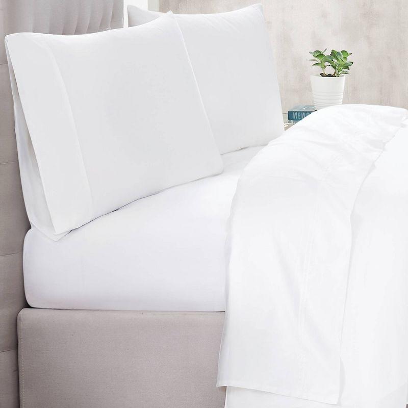 Christian Siriano Standard NY 300 Thread Count Cotton Sateen Pillowcase Pair White: 310TC, Envelope Closure, Machine Washable