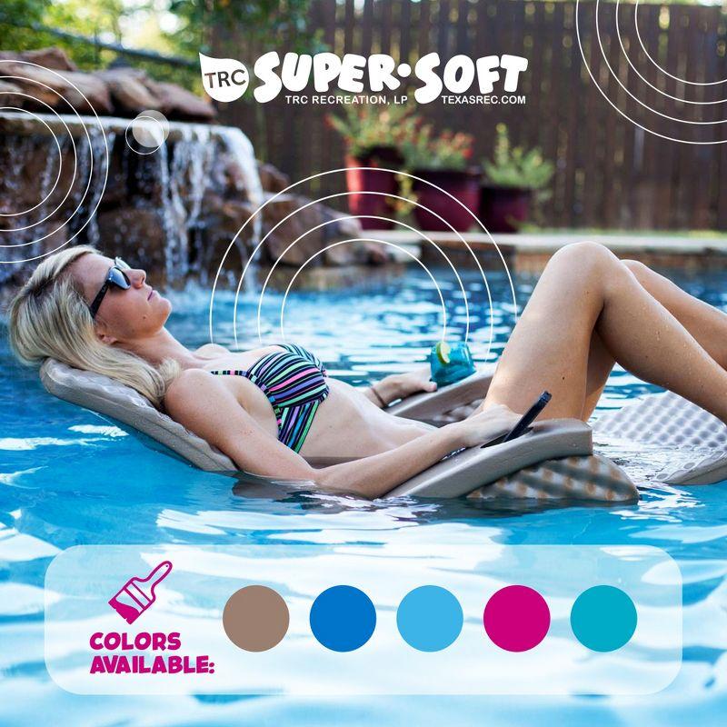TRC Recreation Super Soft Adjustable Pool Recliner Float Portable Comfortable Chair Lounger with Cup Holders for Swimming Pool Essentials, Marina Blue