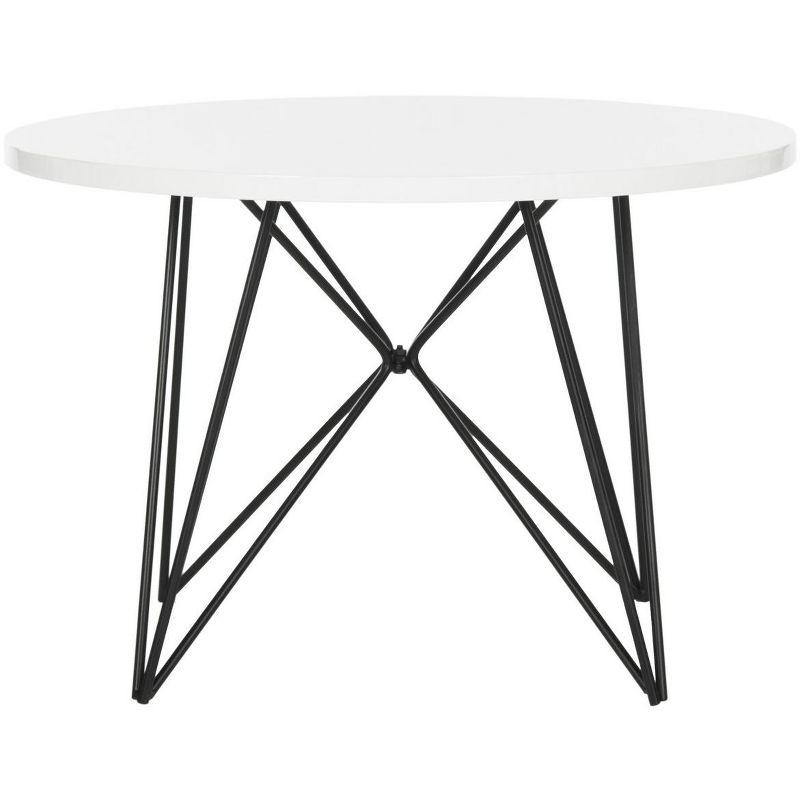 24" Transitional White Wood & Metal Round End Table