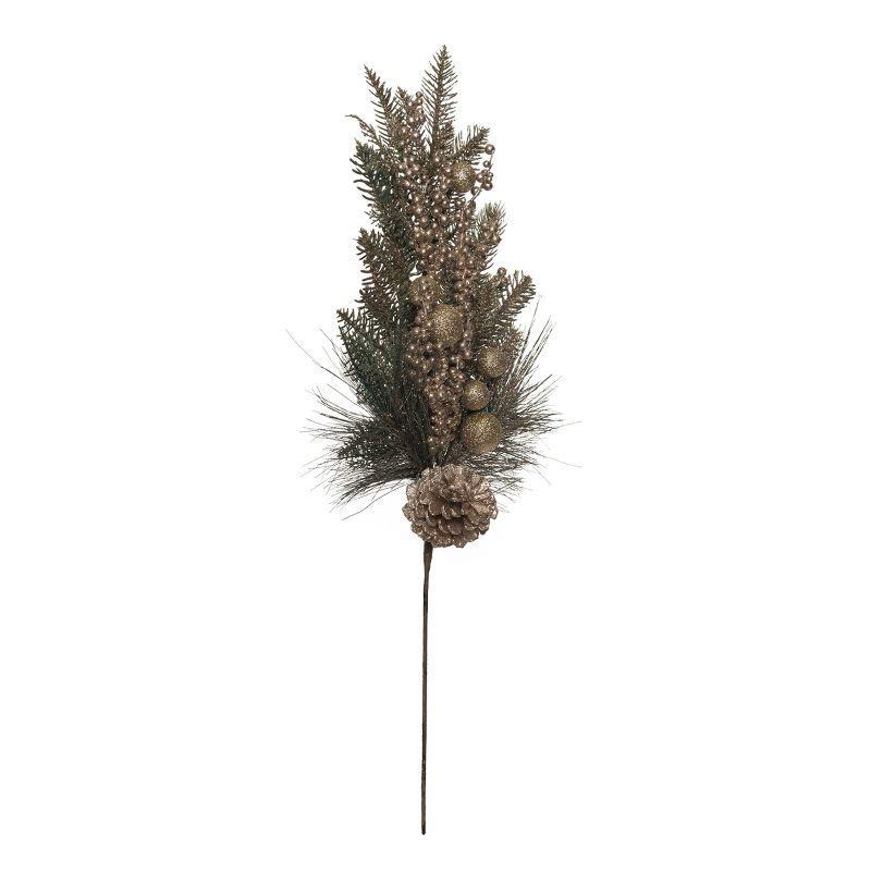 Artificial 30 in. Multicolor Christmas Pine Spray with Pinecones