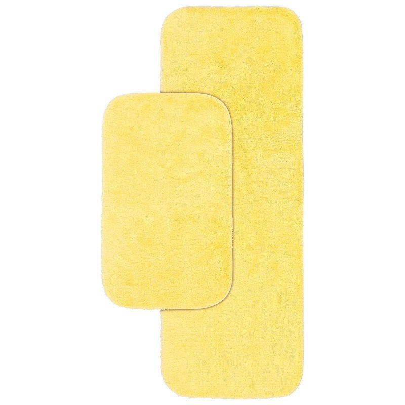 2pc Traditional Nylon Washable Bathroom Rug Set Yellow - Garland Rug