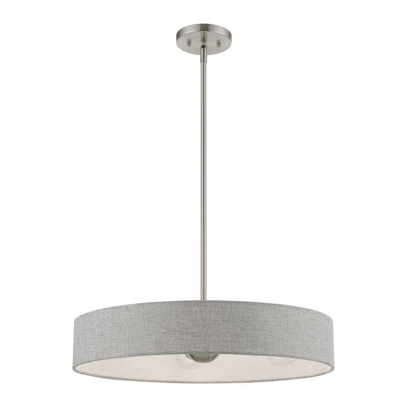 Livex Lighting Elmhurst 4 - Light Pendant in  Brushed Nickel/Shiny White